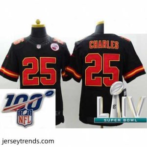 Radiant 2020 Super Bowl LIV Kansas City Chiefs #25 Jamaal Charles Black Team Color Vapor Untouchable Limited Player Football Jersey