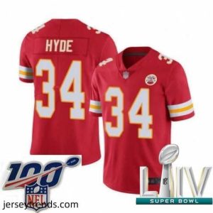 Magnificent 2020 Super Bowl LIV Kansas City Chiefs #34 Carlos Hyde Red Team Color Vapor Untouchable Limited Player Football Jersey