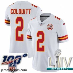 Brilliant 2020 Super Bowl LIV Nike Kansas City Chiefs #2 Dustin Colquitt White Vapor Untouchable Limited Player NFL Jersey