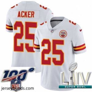 Striking 2020 Super Bowl LIV Nike Kansas City Chiefs #25 Kenneth Acker White Vapor Untouchable Limited Player NFL Jersey