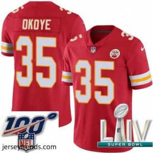 Radiant 2020 Super Bowl LIV Nike Kansas City Chiefs #35 Christian Okoye Red Team Color Vapor Untouchable Limited Player NFL Jersey