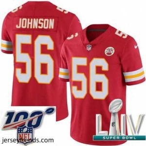 Brilliant 2020 Super Bowl LIV Nike Kansas City Chiefs #56 Derrick Johnson Red Team Color Vapor Untouchable Limited Player NFL Jersey