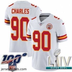 Striking 2020 Super Bowl LIV Nike Kansas City Chiefs #90 Stefan Charles White Vapor Untouchable Limited Player NFL Jersey