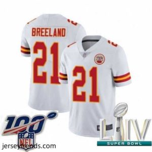 Brilliant 2020 Super Bowl LIV Kansas City Chiefs #21 Bashaud Breeland White Vapor Untouchable Limited Player Football Jersey