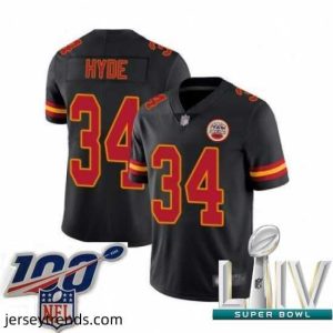 Suave 2020 Super Bowl LIV Kansas City Chiefs #34 Carlos Hyde Limited Black Rush Vapor Untouchable Football Jersey