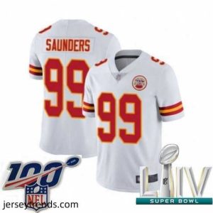 Magnificent 2020 Super Bowl LIV Kansas City Chiefs #99 Khalen Saunders White Vapor Untouchable Limited Player Football Jersey