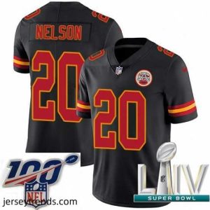 Striking 2020 Super Bowl LIV Nike Kansas City Chiefs #20 Steven Nelson Limited Black Rush Vapor Untouchable NFL Jersey