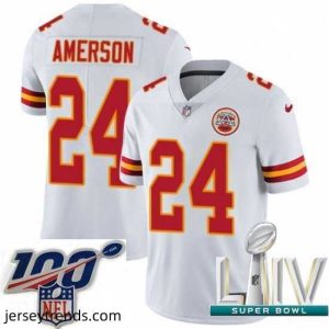 Striking 2020 Super Bowl LIV Nike Kansas City Chiefs #24 David Amerson White Vapor Untouchable Limited Player NFL Jersey