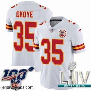 Striking 2020 Super Bowl LIV Nike Kansas City Chiefs #35 Christian Okoye White Vapor Untouchable Limited Player NFL Jersey