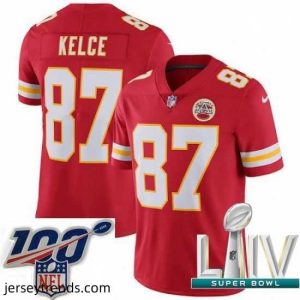Brilliant 2020 Super Bowl LIV Nike Kansas City Chiefs #87 Travis Kelce Red Team Color Vapor Untouchable Limited Player NFL Jersey
