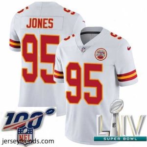 Radiant 2020 Super Bowl LIV Nike Kansas City Chiefs #95 Chris Jones White Vapor Untouchable Limited Player NFL Jersey