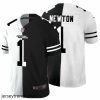 Striking Carolina Panthers 1 Cam Newton Black V White Peace Split Nike Vapor Untouchable Limited NFL Jersey