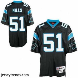 Striking Carolina Panthers 51 Sam Mills Premier Throwback Jersey black