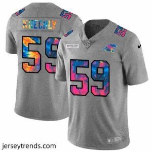 Striking Carolina Panthers 59 Luke Kuechly Nike Multi Color 2020 NFL Crucial Catch NFL Jersey Greyheather