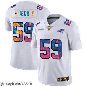 Striking Carolina Panthers 59 Luke Kuechly White Nike Multi Color 2020 NFL Crucial Catch Limited NFL Jersey