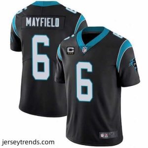 Magnificent Carolina Panthers 2022 #6 Baker Mayfield Black With 3-star C Patch Vapor Untouchable Limited Stitched Jersey