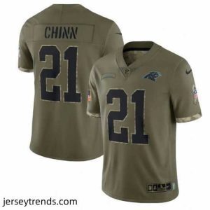 Suave Carolina Panthers 21 Jeremy Chinn Olive 2022 Salute To Service Limited Stitched Jersey