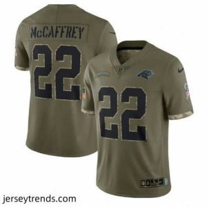 Suave Carolina Panthers 22 Christian McCaffrey Olive 2022 Salute To Service Limited Stitched Jersey