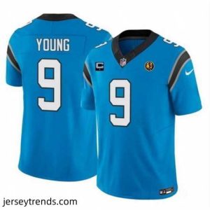Suave Carolina Panthers 9 Bryce Young Blue 2023 F.U.S.E  With 1 Star C Patch And John Madden Patch Vapor Limited Stitched Football Jersey