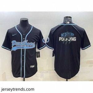 Captivating Carolina Panthers Black Team Big Logo With Patch Cool Base Stitched Baseball Jersey