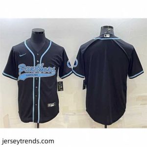 Striking Carolina Panthers Blank Black With Patch Cool Base Stitched Baseball Jersey