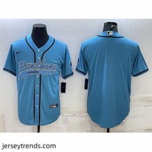 Radiant Carolina Panthers Blank Blue With Patch Cool Base Stitched Baseball Jersey