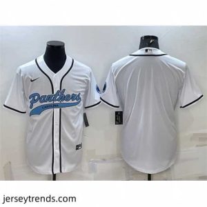 Captivating Carolina Panthers Blank White With Patch Cool Base Stitched Baseball Jersey