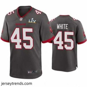 Striking Devin White Buccaneers Pewter Super Bowl Lv Game Jersey