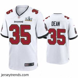 Striking Jamel Dean Buccaneers White Super Bowl Lv Game Jersey