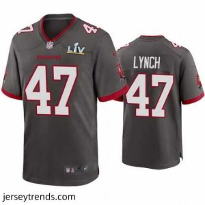 Magnificent John Lynch Buccaneers Pewter Super Bowl Lv Game Jersey