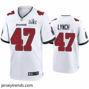 Radiant John Lynch Buccaneers White Super Bowl Lv Game Jersey