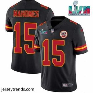 Suave Kansas City Chiefs 15 Patrick Mahomes Black Super Bowl LVII Patch Vapor Untouchable Limited Stitched Jersey