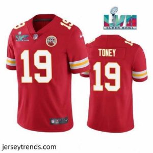 Suave Kansas City Chiefs 19 Kadarius Toney Red Super Bowl LVII Patch Vapor Untouchable Limited Stitched Football Jersey