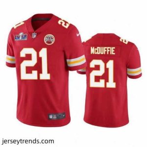 Exquisite Kansas City Chiefs 21 Trent McDuffie Red Vapor Untouchable Limited Stitched Football 2024 Super Bowl LVIII Jersey