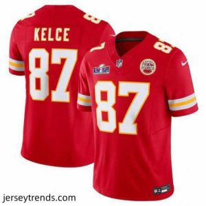 Magnificent Kansas City Chiefs 87 Travis Kelce Red 2023 F.U.S.E  Vapor Untouchable Limited Stitched 2024 Super Bowl LVIII Jersey