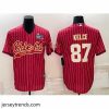 Suave Kansas City Chiefs 87 Travis Kelce Red With Super Bowl LVII Patch Cool Base Stitched Baseball Jersey