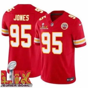 Striking Kansas City Chiefs Chris Jones #95 Red 2025 Super Bowl LIX F.U.S.E Stitched Jersey