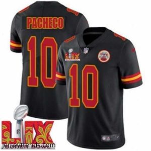 Radiant Kansas City Chiefs Isiah Pacheco #10 Black 2025 Super Bowl LIX F.U.S.E Stitched Jersey
