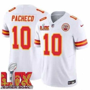 Magnificent Kansas City Chiefs Isiah Pacheco #10 White 2025 Super Bowl LIX F.U.S.E Stitched Jersey
