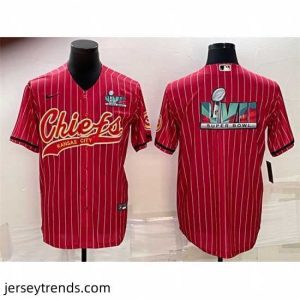 Magnificent Kansas City Chiefs Red With Super Bowl LVII Big Logo Cool Base Stitched Baseball JerseyS