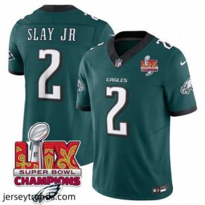 Magnificent Philadelphia Eagles 2 Darius Slay JR Green 2025 Eagles Logo Super Bowl LIX Patch New F.U.S.E  Vapor Limited Stitched Football Jersey