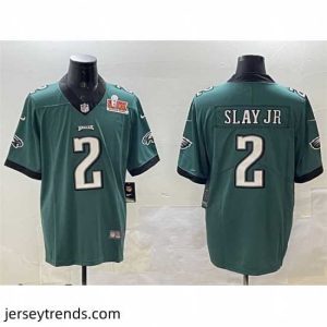 Suave Philadelphia Eagles 2 Darius Slay Jr  Green 2025 Super Bowl LIX Patch Vapor Untouchable Limited Stitched Football Jersey