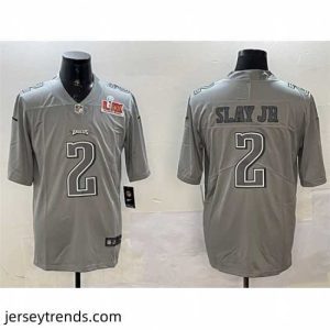 Radiant Philadelphia Eagles 2 Darius Slay Jr  Grey 2025 Super Bowl LIX Patch Atmosphere Fashion Vapor Untouchable Limited Stitched Football Jersey