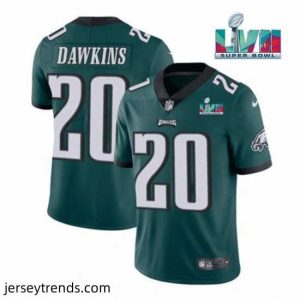 Radiant Philadelphia Eagles 20 Brian Dawkins Green Super Bowl LVII Patch Vapor Untouchable Limited Stitched Jersey