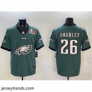 Magnificent Philadelphia Eagles 26 Saquon Barkley Green 2025 Super Bowl LIX Patch Team Big Logo Vapor Untouchable Limited Stitched Football Jersey