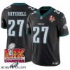 Magnificent Philadelphia Eagles 27 Quinyon Mitchell Black 2025 Eagles Logo Super Bowl LIX Patch New F.U.S.E  Vapor Untouchable Limited Stitched Football Jersey