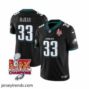 Captivating Philadelphia Eagles 33 Cooper DeJean Black 2025 Eagles Logo Super Bowl LIX Patch New F.U.S.E  Vapor Untouchable Limited Stitched Football Jersey