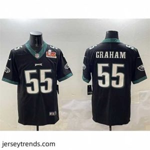Exquisite Philadelphia Eagles 55 Brandon Graham Black 2025 Super Bowl LIX Patch Vapor Untouchable Limited Stitched Football Jersey