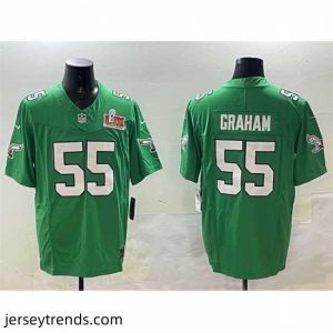 Captivating Philadelphia Eagles 55 Brandon Graham Green 2025 Super Bowl LIX Patch F.U.S.E  Throwback Vapor Untouchable Limited Stitched Football Jersey