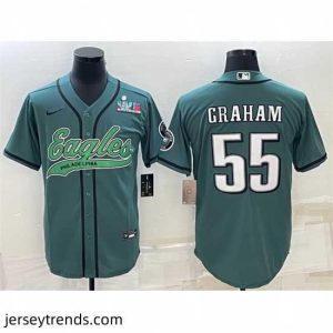 Magnificent Philadelphia Eagles 55 Brandon Graham Green With Super Bowl LVII Patch Cool Base Stitched Baseball Jersey